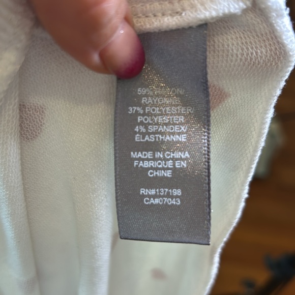 Marled Sz M Soft Cotton Hoodie Lounge sweater Cream with Hearts Love - Picture 9 of 9